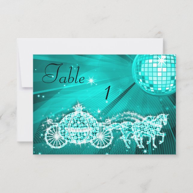 Disco Boll, Prinsessvagn & Hästar Dubbelsidig Inbjudningar (Framsida)