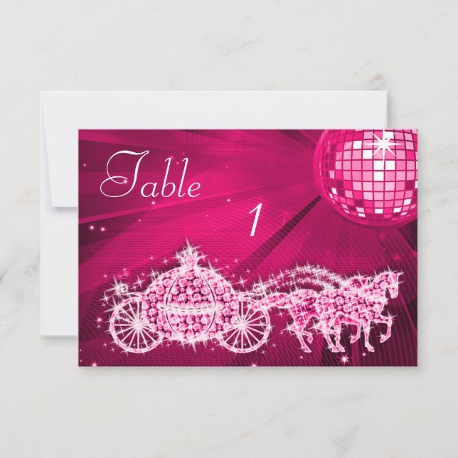 Disco Boll, Prinsessvagn & Hästar Dubbelsidig Inbjudningar (Framsida)