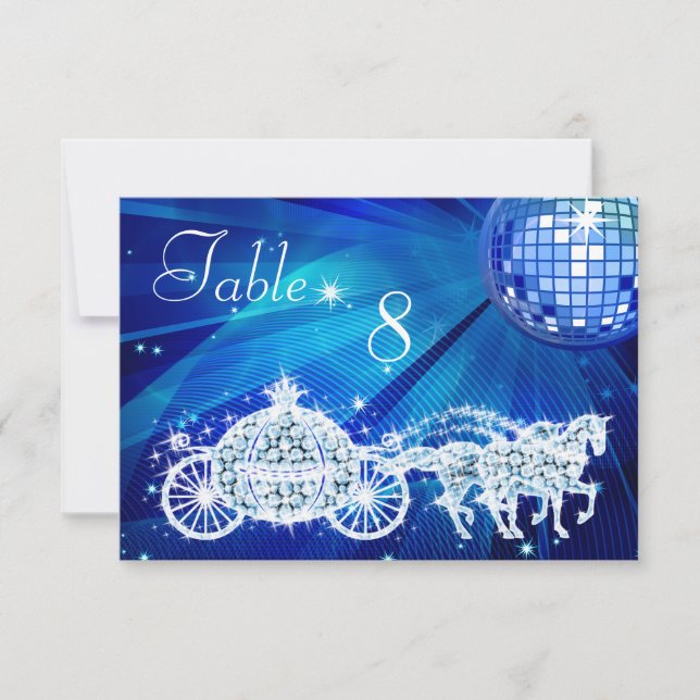 Disco Boll, Prinsessvagn & Hästar Dubbelsidig Inbjudningar (Framsida)
