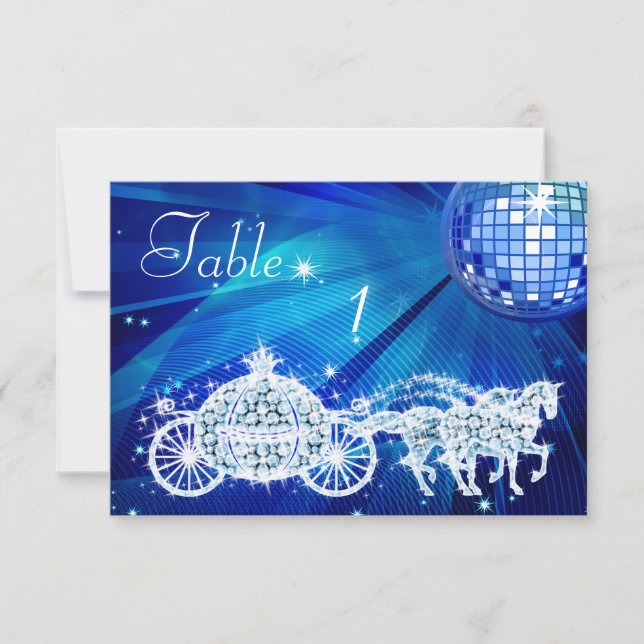 Disco Boll, Prinsessvagn & Hästar Dubbelsidig Inbjudningar (Framsida)