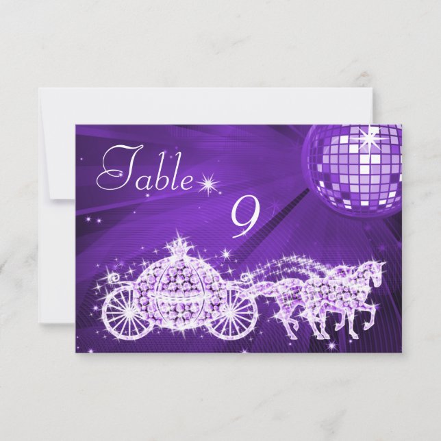 Disco Boll, Prinsessvagn & Hästar Dubbelsidig Inbjudningar (Framsida)