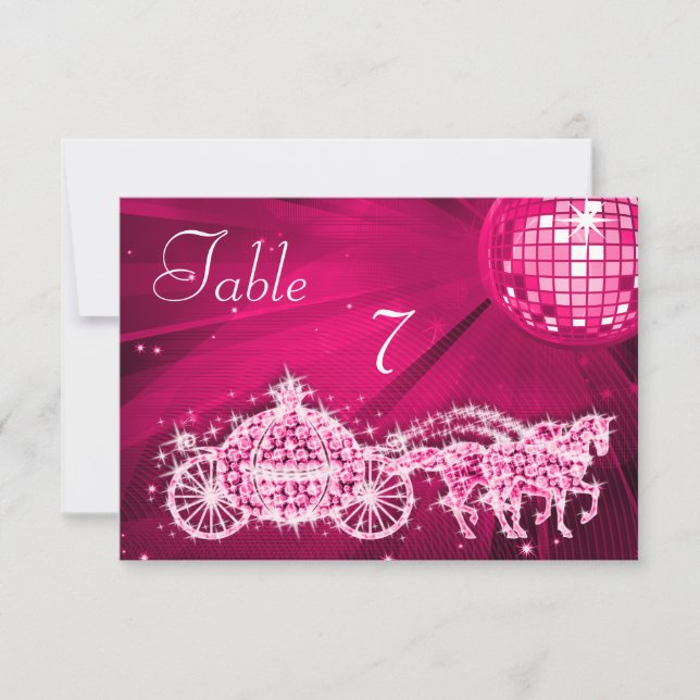 Disco Boll, Prinsessvagn & Hästar Dubbelsidig Inbjudningar (Framsida)