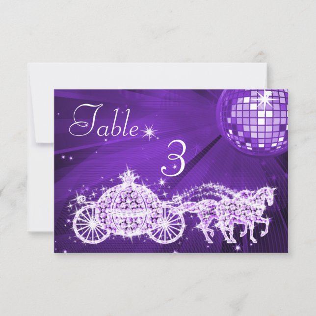 Disco Boll, Prinsessvagn & Hästar Dubbelsidig Inbjudningar (Framsida)