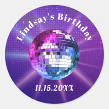 Disco Boll Retro Birthday Classic Round Sticker