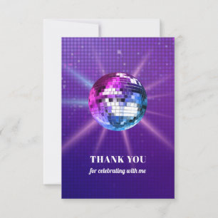 Disco Boll Retro Birthday Tack Kort