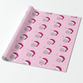 Disco Boll Santa Hat Rosa Wrapping Papper Presentpapper
