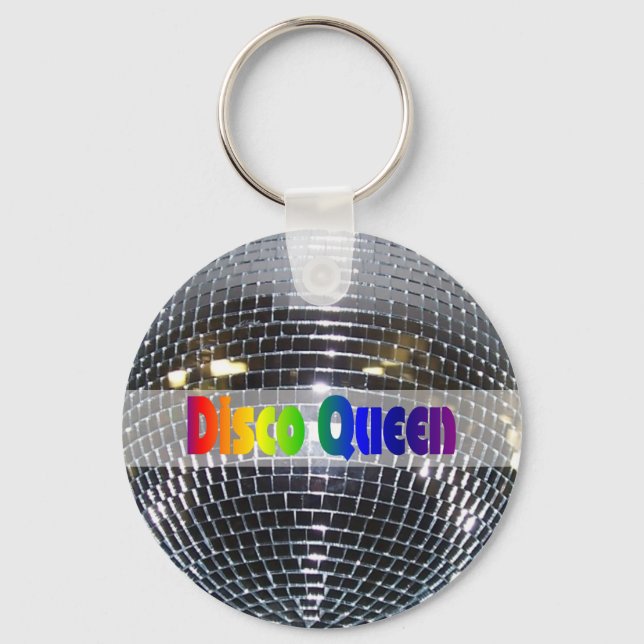 Disco Boll Shiny Silver | Disco Queen Retro 80s Nyckelring (Framsida)