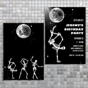 Disco boll skelett dansar inbjudan