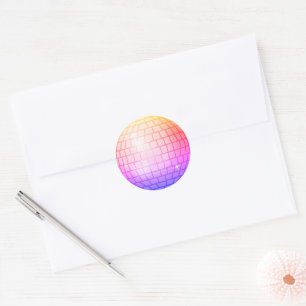 Disco Boll Spegel Boll Orange Blå Magenta Runt Klistermärke