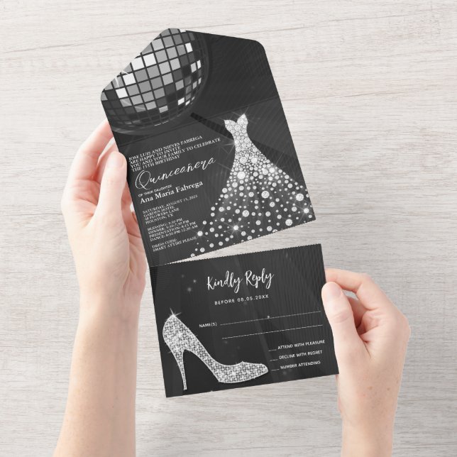 Disco Boll, Stiletto & Boll Gown Quinceañera (Avrivbar del)