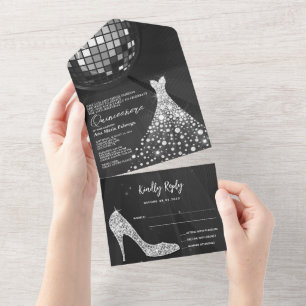 Disco Boll, Stiletto & Boll Gown Quinceañera