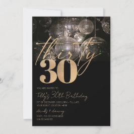 Disco boll svartvit och guld 30års födelsedag part inbjudningar