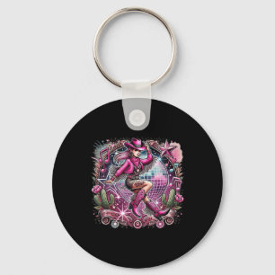 Disco Boll Tattoo Rosa Cowboy Cowgirl Nyckelring