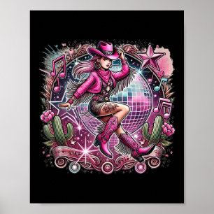Disco Boll Tattoo Rosa Cowboy Cowgirl Poster