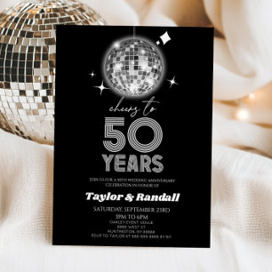 Disco Boll Tjuter För 50 Års Bröllopsjubileum Inbjudningar