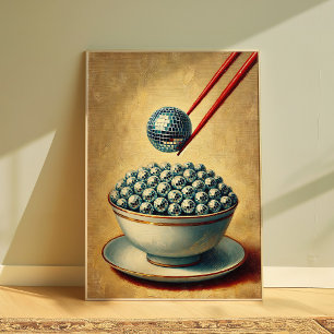 Disco Boll Trendig Art, Quirky Retro Köksvägg Poster