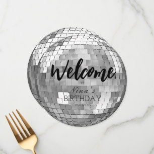 Disco Boll Välkommen till mitt Födelsedagsfest Bor Meny
