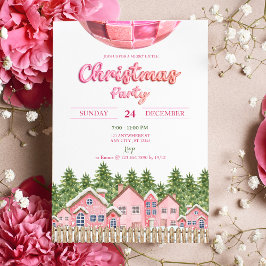 Disco Boll Village Rosa Julfest-inbjudan Inbjudningar