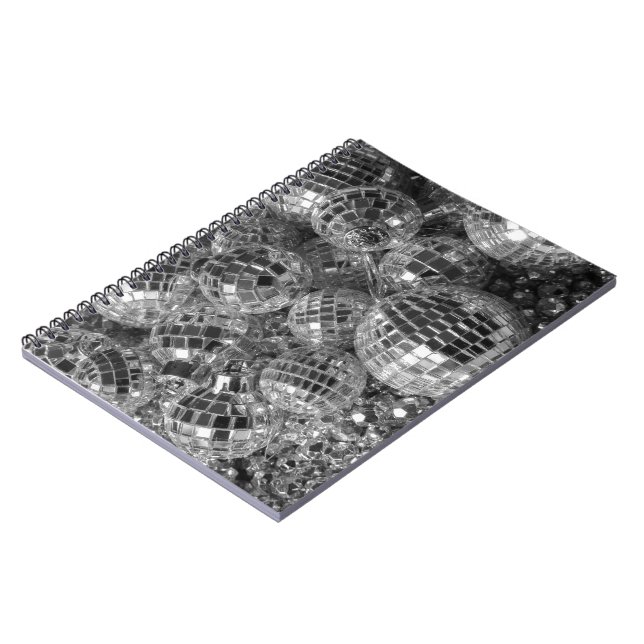 Disco Bollar Black and White Photo Anteckningsbok Med Spiral (Vänstra Sidan)