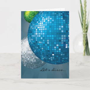 Disco Bollar Blue New Year Party Card Helgkort