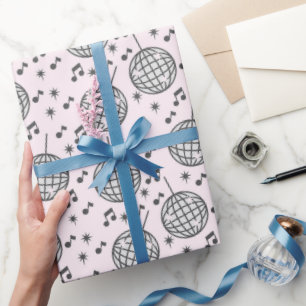 Disco Bollar och Musik noter Mönster Wrapping Papp Presentpapper