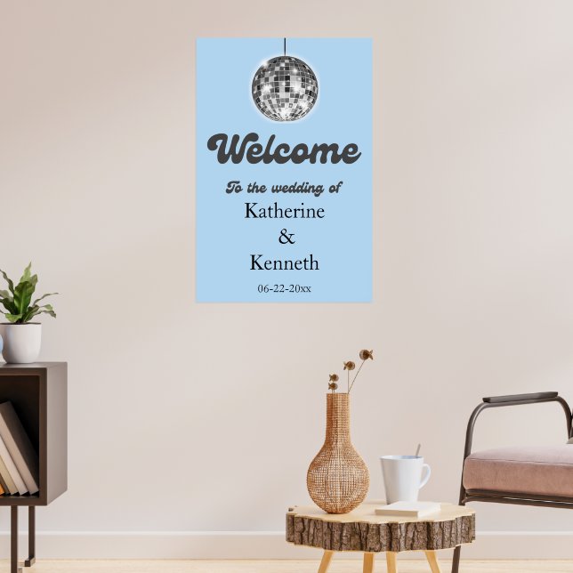 Disco Bollar Välkommen Bröllop Poster (Vardagsrum 3)