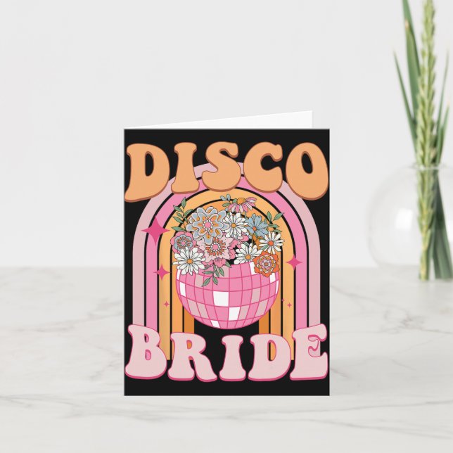 Disco Bride Bridesmaid Retro Rainbow Bachelorette Kort (Framsida)