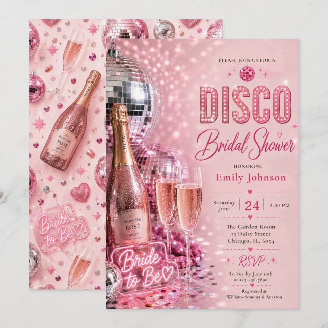 Disco Bröllopsfestinladning Inbjudningar (Fram/baksida)