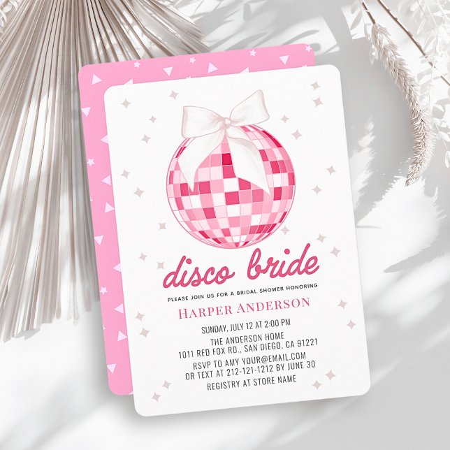 Disco brud Rosa Disco Boll Båg Bröllopsfest Inbjudningar (Skapare uppladdad)