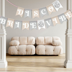 Disco Brud Vibe Silver Retro Bröllopsfest Vimplar