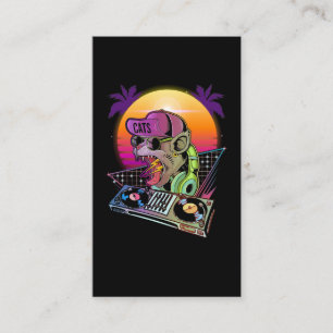 Disco Cat DJ Vaporwave 80s 90s Techno Music Älska Visitkort