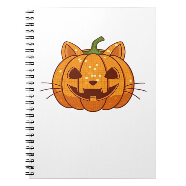 Disco Cat Jack o'Lantern Classic T-Shirt Anteckningsbok (Framsidan)