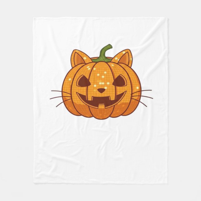 Disco Cat Jack o'Lantern Classic T-Shirt Fleecefilt (Framsidan)