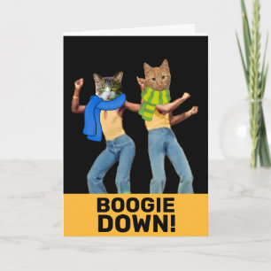 DISCO CATS RETRO CAT FUNNY BIRTHDAY Card Kort
