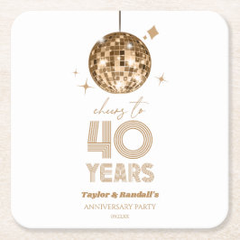 Disco Cheers 40 år Bröllop-årsdagen Party Underlägg Papper Kvadrat
