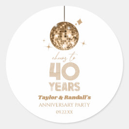 Disco Cheers 40 år bröllopsjubileum fest Runt Klistermärke