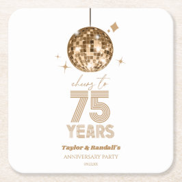 Disco Cheers 75 år Bröllop-årsdagen Party Underlägg Papper Kvadrat
