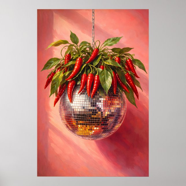 Disco Chilipeppartryck, Funky köksinredning Poster (Framsidan)