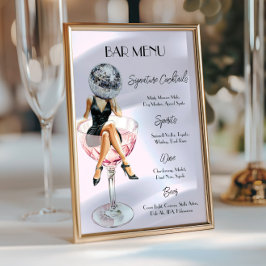 Disco Cocktail Girl Pub Menu Anpassningsbar