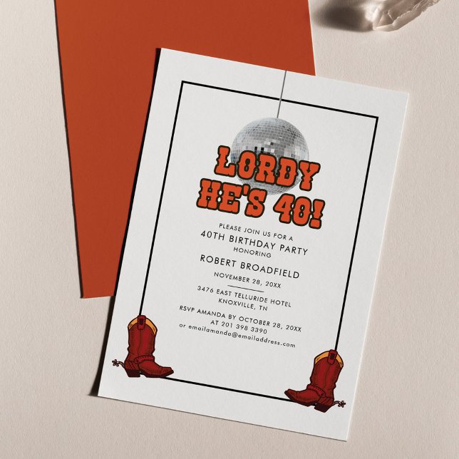 Disco Cowboy 40:e födelsedagen Party Inbjudningar (Skapare uppladdad)