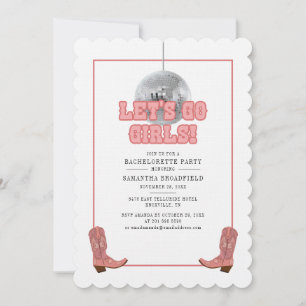 Disco Cowgirl Bachelorette Lets Go Girls Inbjudningar
