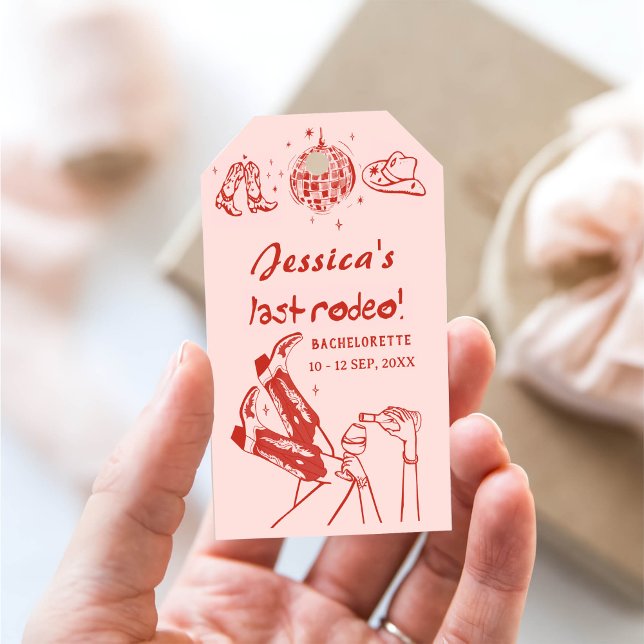 Disco Cowgirl Bachelorette Party Presentetikett (Skapare uppladdad)