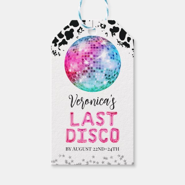 Disco Cowgirl Bachelorette Tack Gift Märkres Presentetikett (Framsidan)