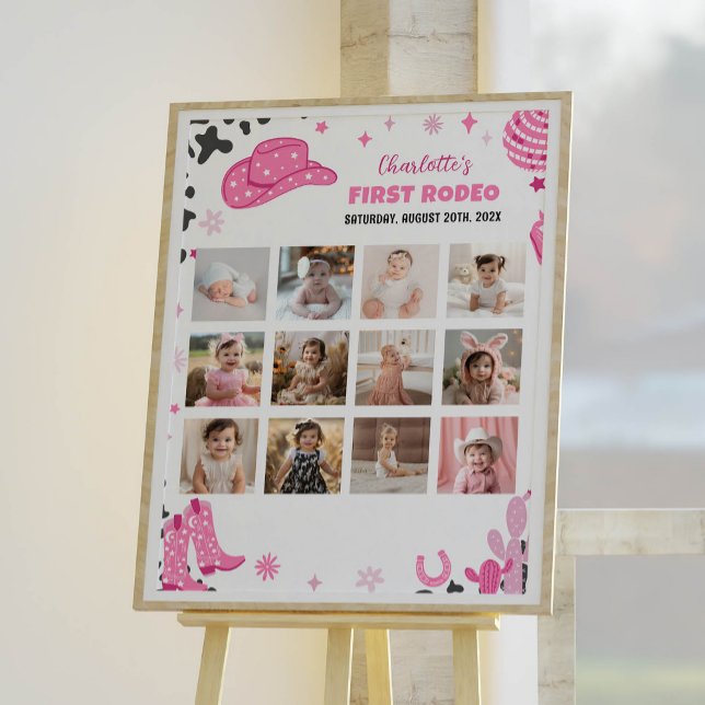 Disco Cowgirl Birthday Photo Milestone Poster (Skapare uppladdad)