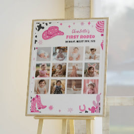 Disco Cowgirl Birthday Photo Milestone Poster