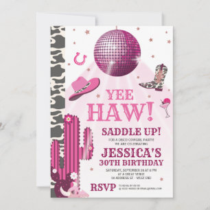 Disco Cowgirl Födelsedagsfest Inbjudningar