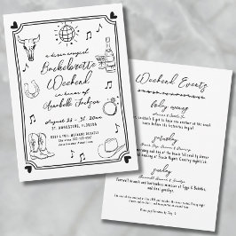 Disco Cowgirl Hand plockade Bachelorette Party Inbjudningar