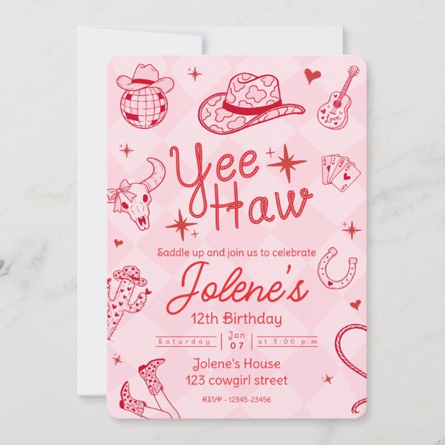 Disco Cowgirl Invitation Inbjudningar (Framsida)