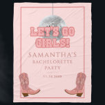 Disco Cowgirl Lets Go Girls Bachelorette Party Fleecefilt<br><div class="desc">Låt oss Go Girls Bachelorette Disco Cowgirl-filtar som du enkelt kan anpassa för helgen av roligt med flickorna före vow. Perfekt för andra speciella händelser och födelsedagar</div>