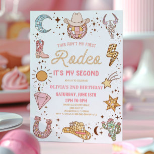 Disco Cowgirl Min andra Rodeo, andra födelsedagen Inbjudningar